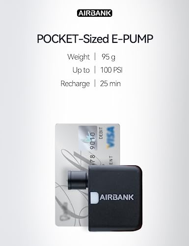 AIRBANK Elektrische Fahrradpumpe Pocket, 100 PSI Mini Kabellos