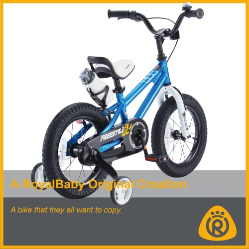 RoyalBaby Freestyle Kinderfahrrad 12 Zoll - Lernfahrrad mit Trainingsrädern, blau
