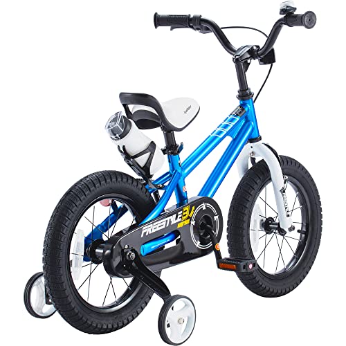 RoyalBaby Freestyle Kinderfahrrad 12 Zoll - Lernfahrrad mit Trainingsrädern, blau