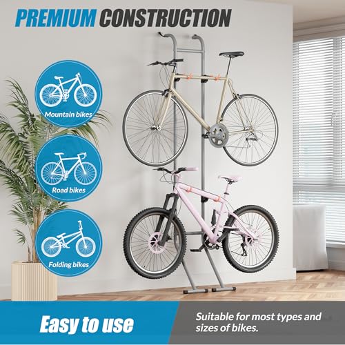 Suchtale 2 Bike Rack für Garage, vertikaler Fahrradständer, Wandmontage, einstellbar für Mountainbikes