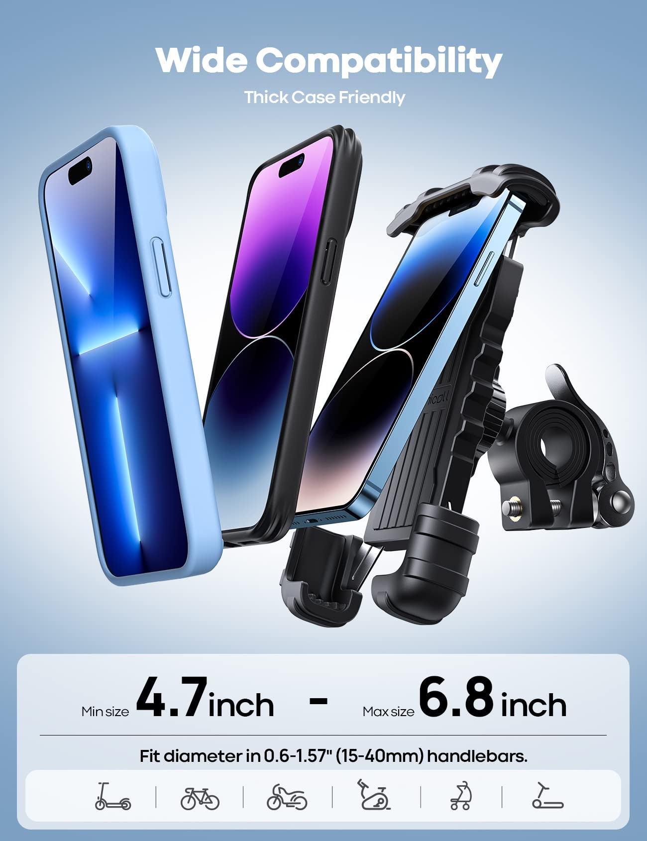 Lamicall Fahrrad Handyhalterung - für iPhone 15 Pro Max/Plus, 14 Pro Max, S9, S10 und mehr