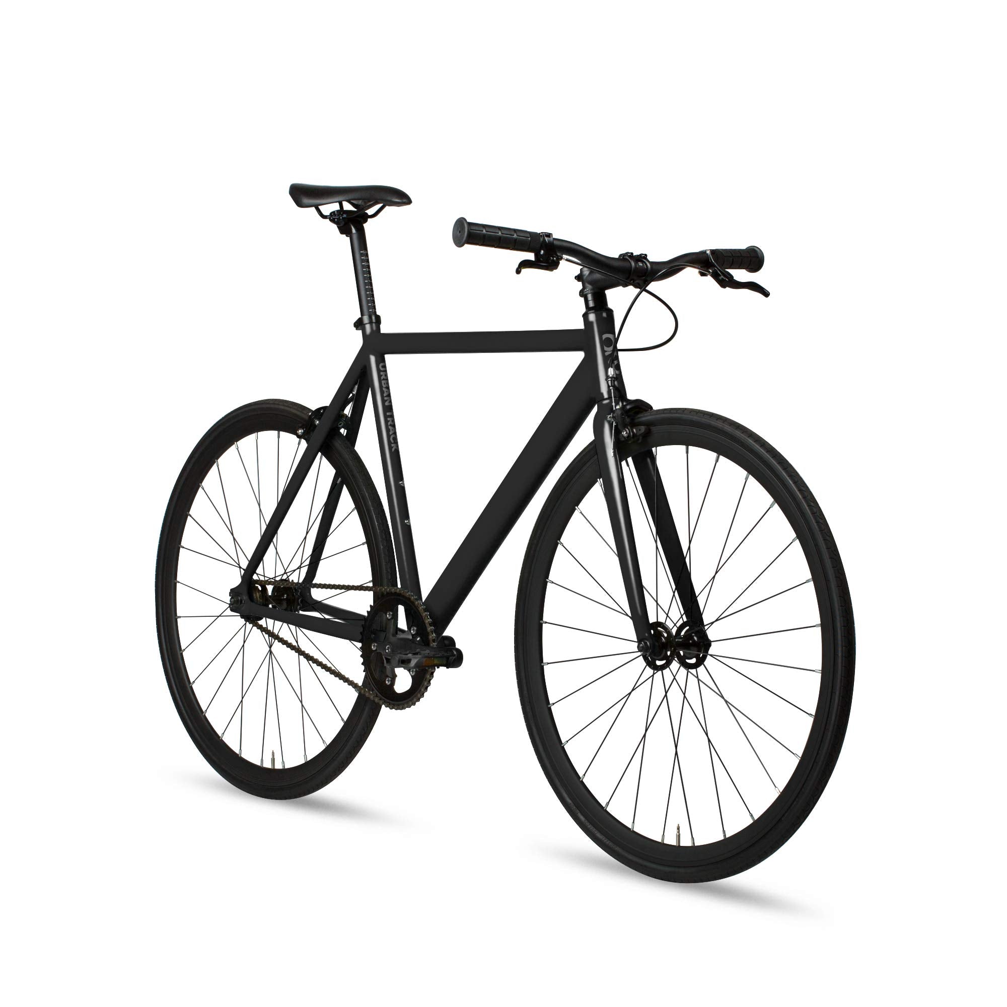 6KU Aluminium-Fixed-Gear-Einzelgeschwindigkeits-Fixie-Urban-Track-Bike, Schatten-Schwarz, 49cm/XS