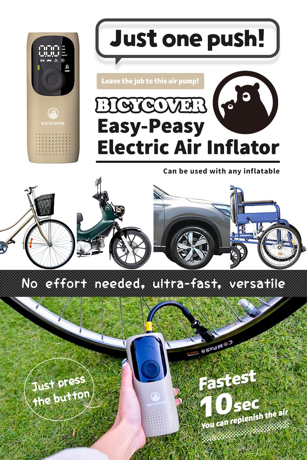 Tragbare Fahrradpumpe für Auto - Elektrischer Luftkompressor